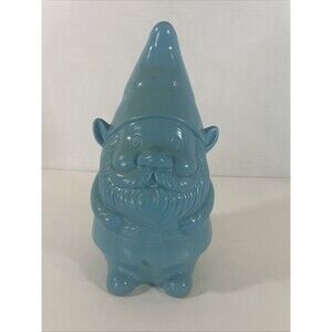 Garden Gnome Elf Ceramic Two Tone Blue Green Spring